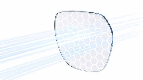 UV-Blue lens with hexagon pattern